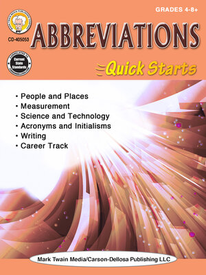 cover image of Abbreviations Quick Starts Workbook, Grades 4--12
